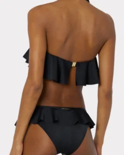 Solid Ruffle Bandeau Bikini Set