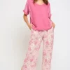 Split Leg Linen Pant: Pink Floral