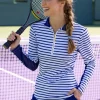 Striped Performance 1/4 Zip Sport Top