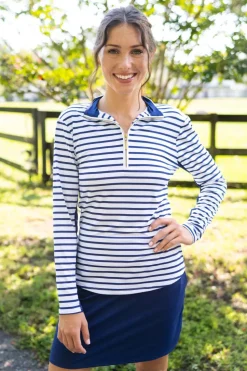 Striped Performance 1/4 Zip Sport Top