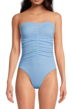 Textured Ruched One Piece Swimsuit