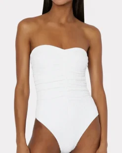 Textured Ruched One Piece Swimsuit
