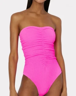 Textured Ruched One Piece Swimsuit