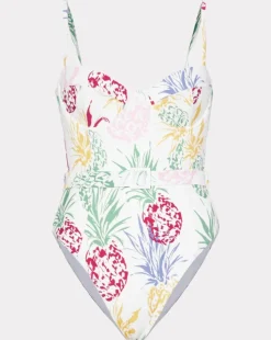 Tropical Pineapple Belted One Piece Swimsuit
