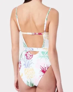 Tropical Pineapple Belted One Piece Swimsuit