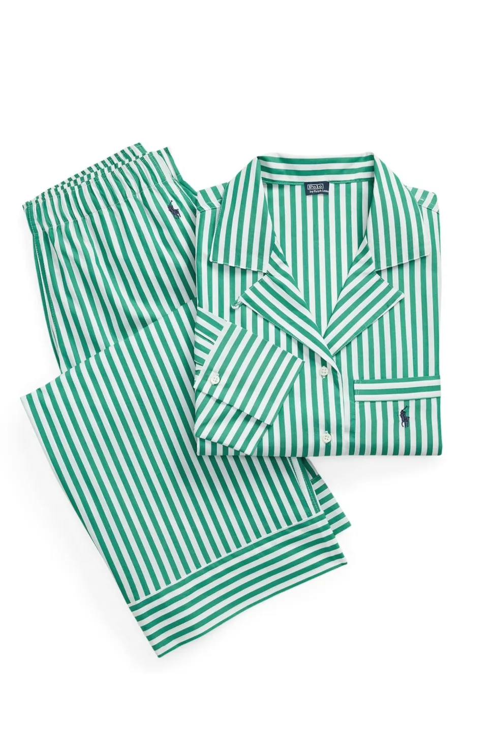 Vine Green Striped Cotton Pajama Set