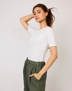 Viscose Basic Short Sleeve Crew Neck